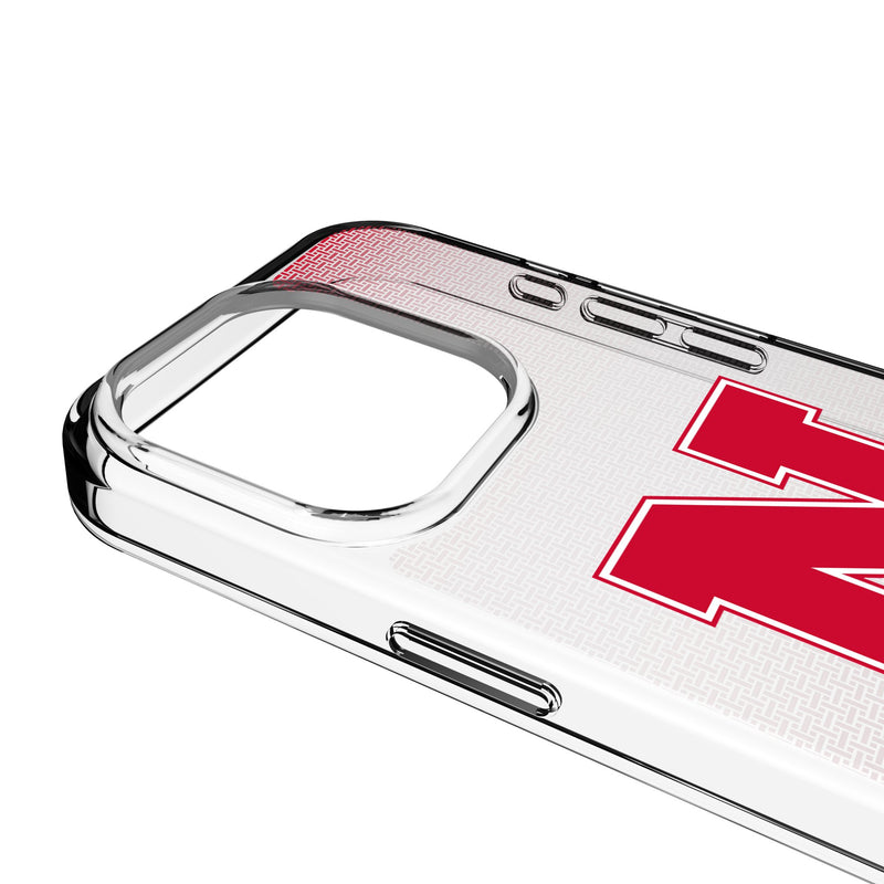 University of Nebraska Huskers Block N Linen iPhone Clear Phone Case for Apple iPhone Detail.Jpg
