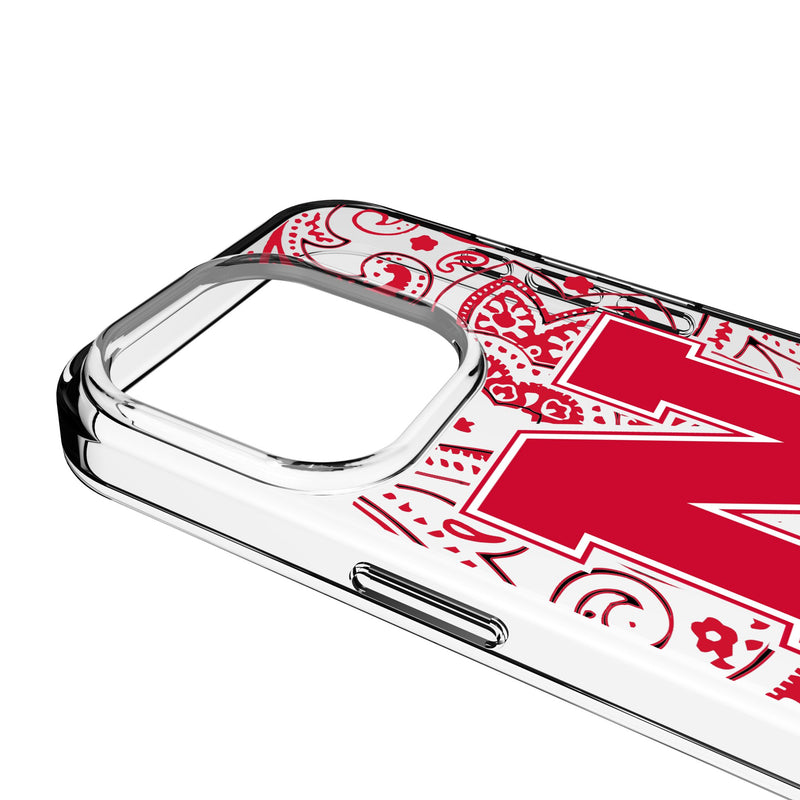 University of Nebraska Huskers Block N Paisley iPhone Clear Phone Case for Apple iPhone Detail.Jpg