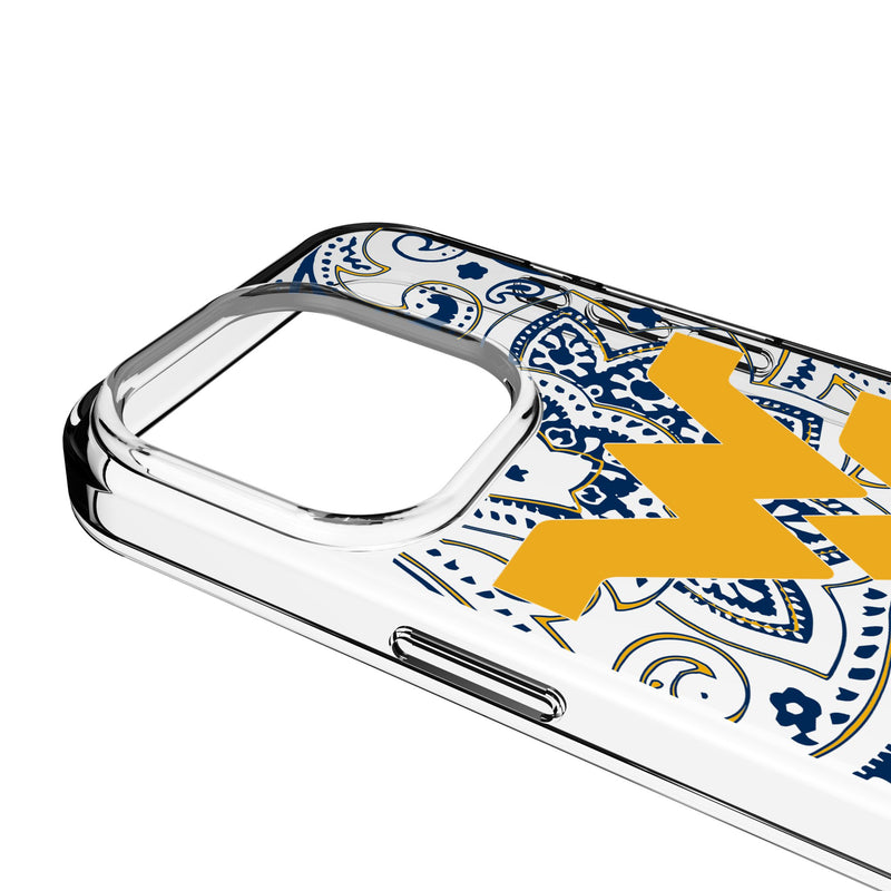 West Virginia University Mountaineers Paisley iPhone Clear Phone Case for Apple iPhone Detail.Jpg