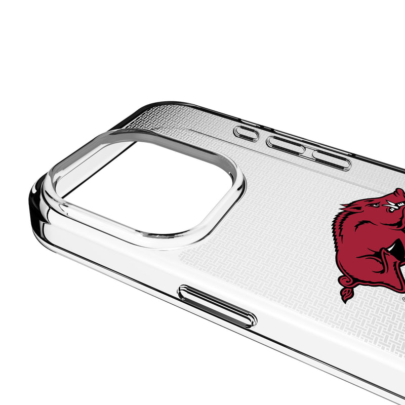 University of Arkansas Fayetteville Razorbacks Linen iPhone Clear Phone Case for Apple iPhone Detail.Jpg
