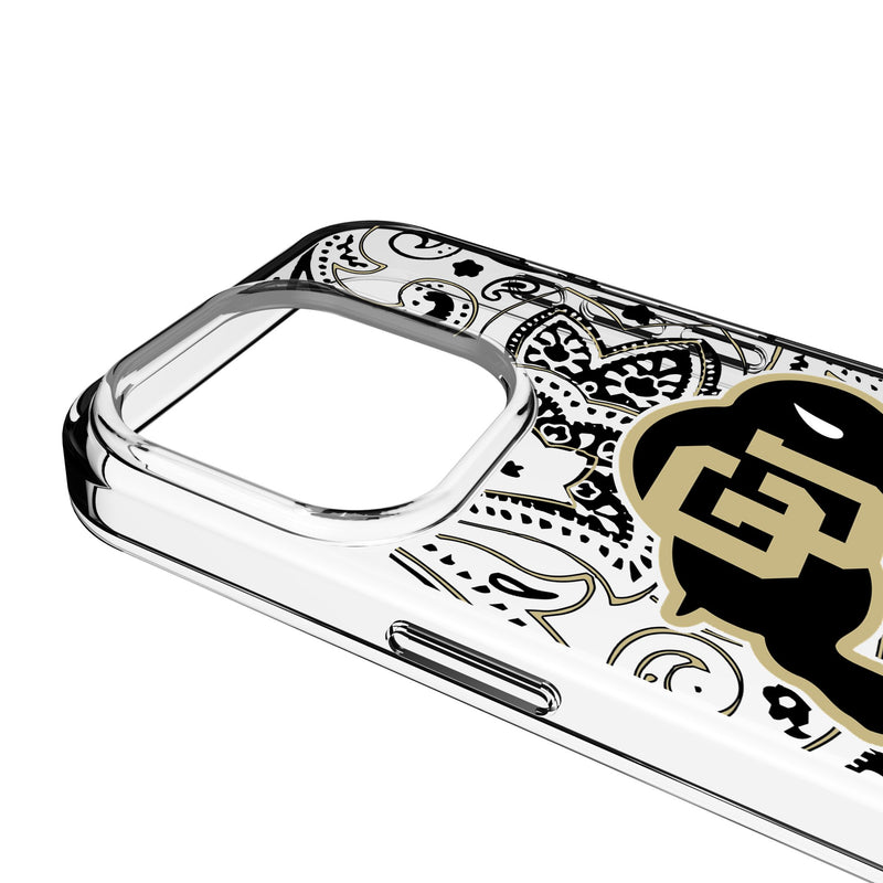 University of Colorado Buffaloes Paisley iPhone Clear Phone Case for Apple iPhone Detail.Jpg