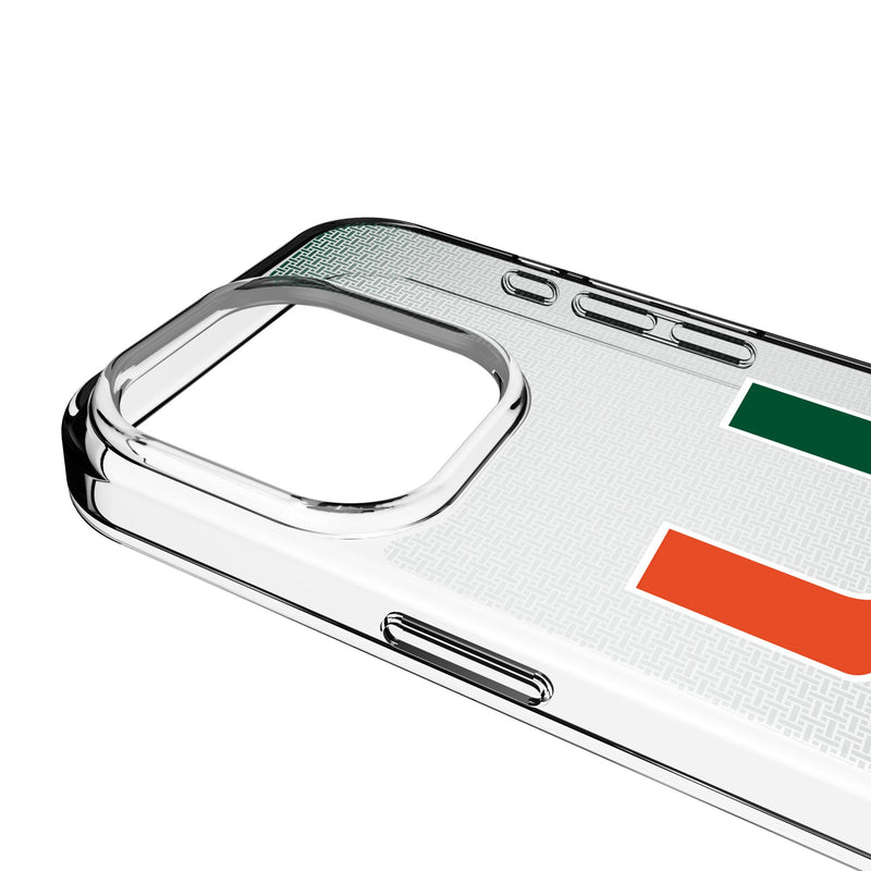 University of Miami Hurricanes Linen iPhone Clear Phone Case for Apple iPhone Detail.Jpg
