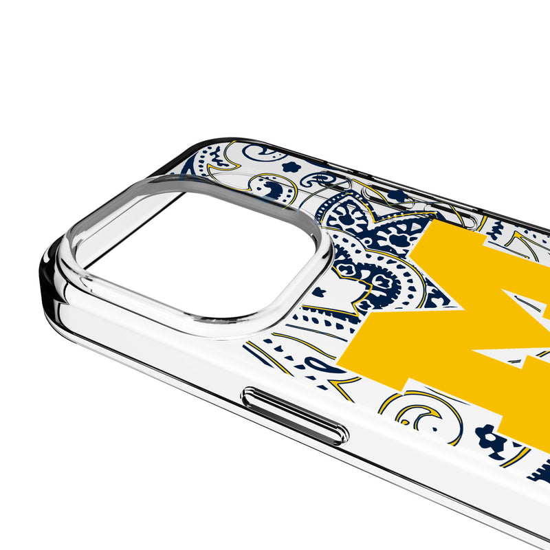 University of Michigan Wolverines Paisley iPhone Clear Phone Case for Apple iPhone Detail.Jpg