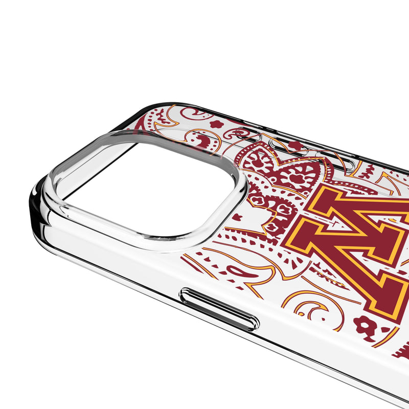 University of Minnesota Golden Gophers Paisley iPhone Clear Phone Case for Apple iPhone Detail.Jpg