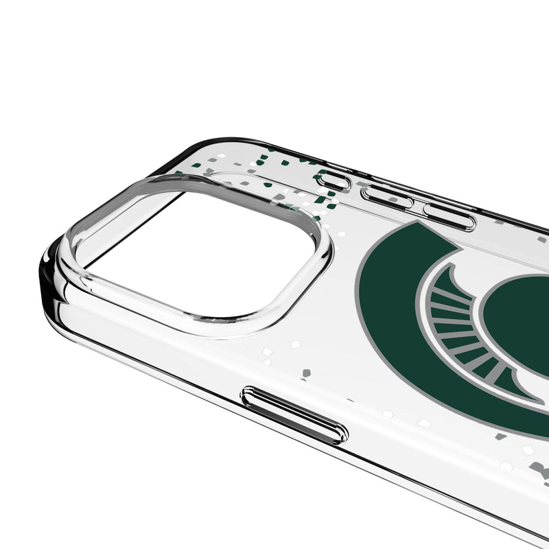 Michigan State University Spartans Confetti iPhone Clear Phone Case for Apple iPhone Detail.Jpg