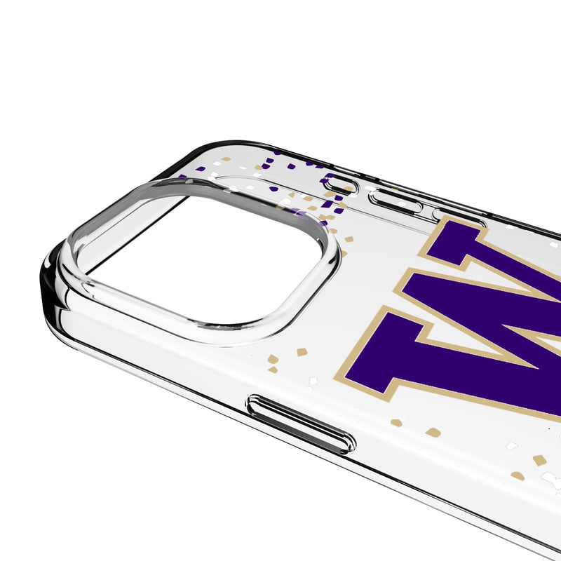 University of Washington Huskies Confetti iPhone Clear Phone Case for Apple iPhone Detail.Jpg