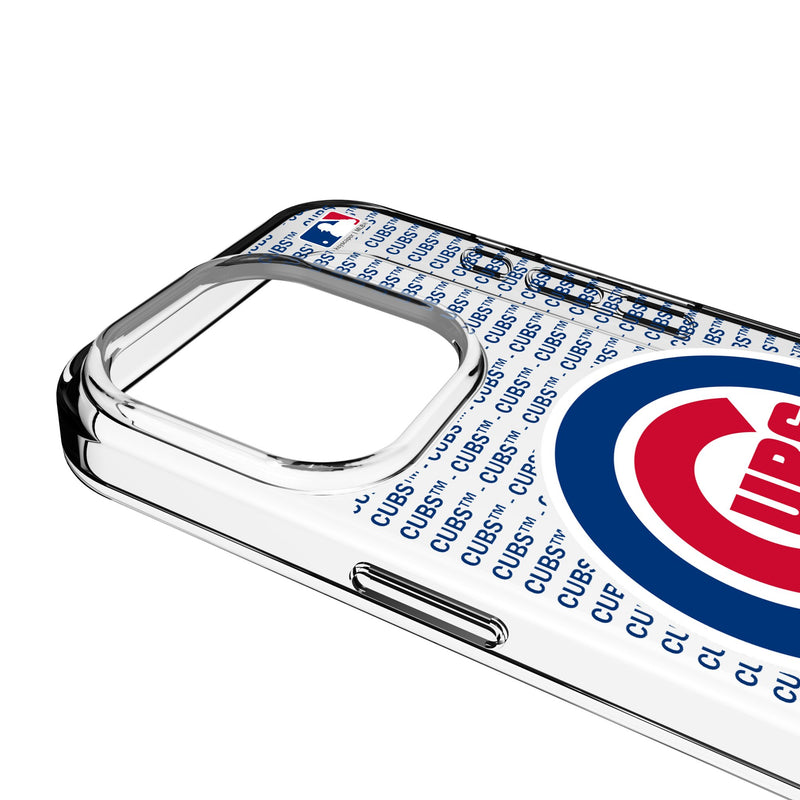 Chicago Cubs Text Backdrop iPhone Clear Phone Case for Apple iPhone Detail.Jpg