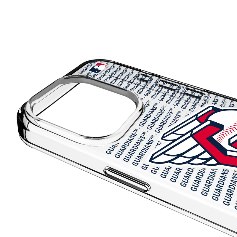 Cleveland Guardians Text Backdrop iPhone Clear Phone Case for Apple iPhone Detail.Jpg