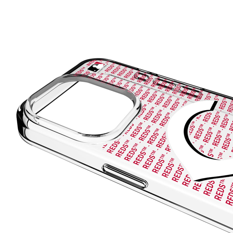 Cincinnati Reds Text Backdrop iPhone Clear Phone Case for Apple iPhone Detail.Jpg