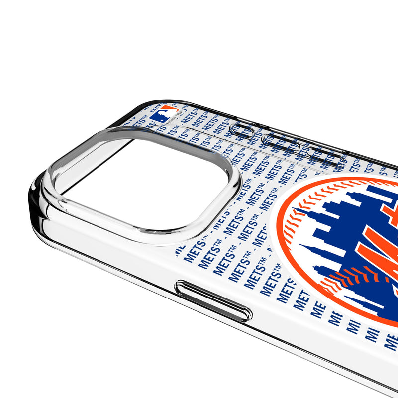 New York Mets Text Backdrop iPhone Clear Phone Case for Apple iPhone Detail.Jpg