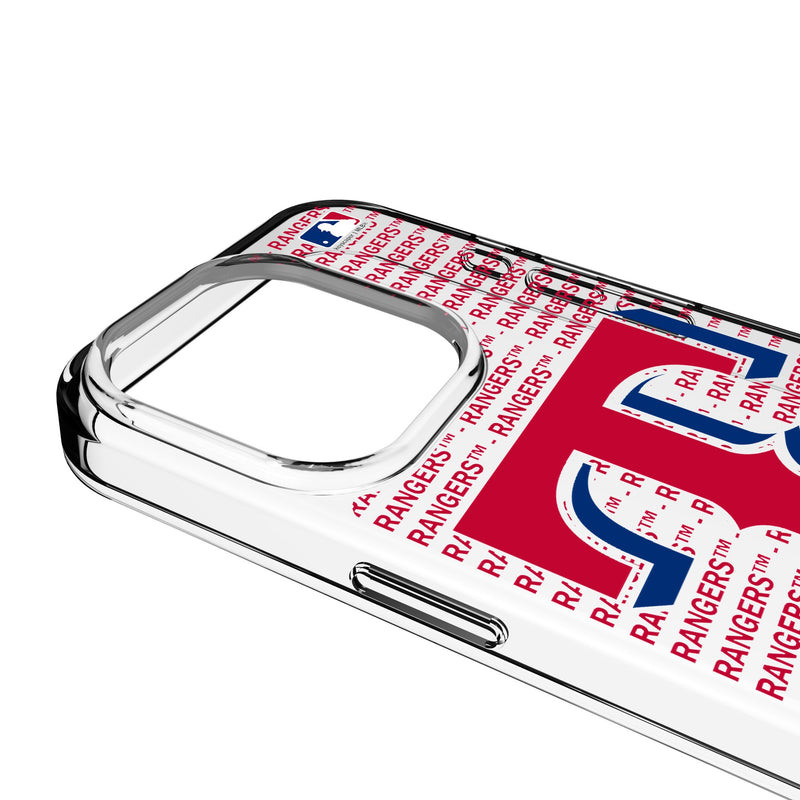 Texas Rangers Text Backdrop iPhone Clear Phone Case for Apple iPhone Detail.Jpg