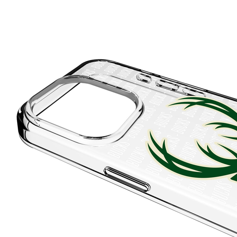 Milwaukee Bucks Text Backdrop iPhone Clear Phone Case for Apple iPhone Detail.Jpg