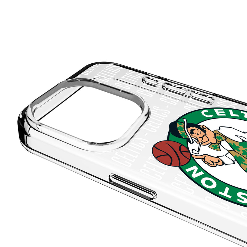 Boston Celtics Text Backdrop iPhone Clear Phone Case for Apple iPhone Detail.Jpg