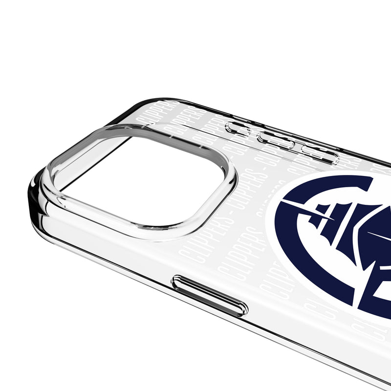 Los Angeles Clippers Text Backdrop iPhone Clear Phone Case for Apple iPhone Detail.Jpg