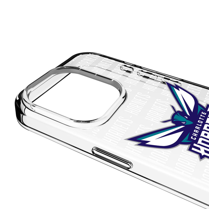 Charlotte Hornets Text Backdrop iPhone Clear Phone Case for Apple iPhone Detail.Jpg