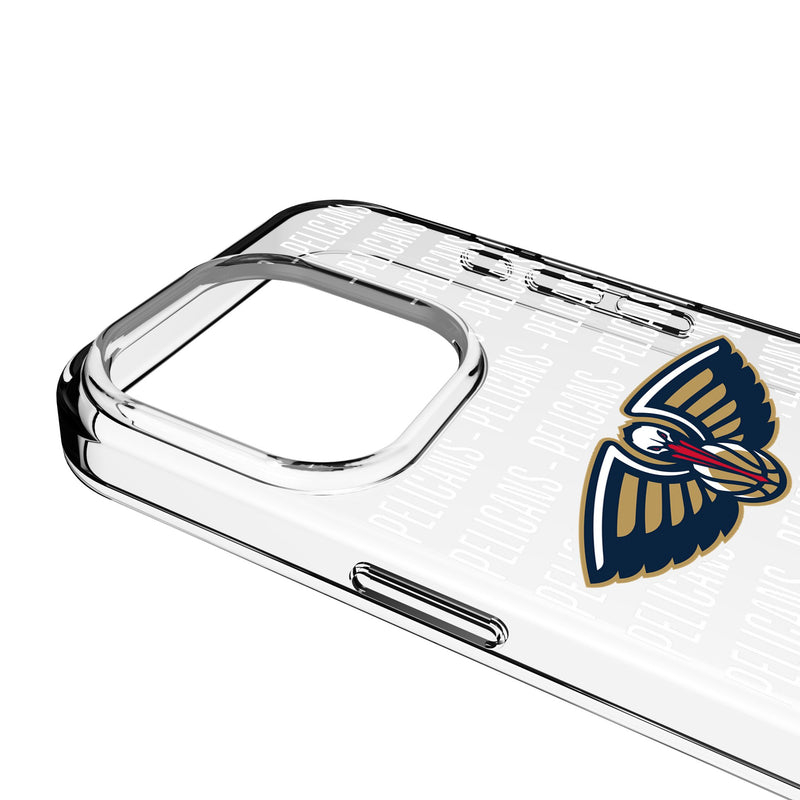 New Orleans Pelicans Text Backdrop iPhone Clear Phone Case for Apple iPhone Detail.Jpg