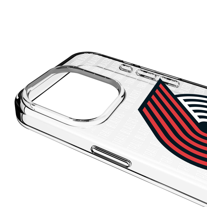Portland Trail Blazers Text Backdrop iPhone Clear Phone Case for Apple iPhone Detail.Jpg