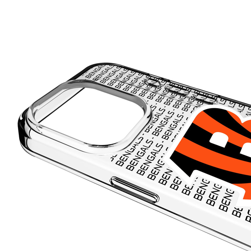 Cincinnati Bengals Text Backdrop iPhone Clear Phone Case for Apple iPhone Detail.Jpg