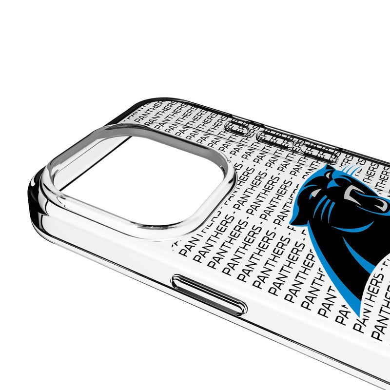 Carolina Panthers Text Backdrop iPhone Clear Phone Case for Apple iPhone Detail.Jpg