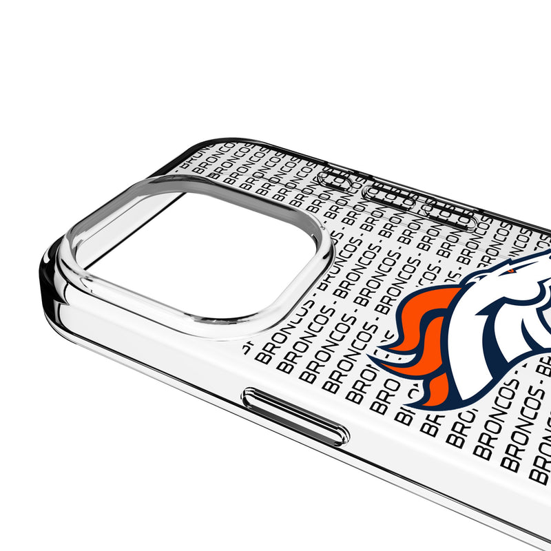 Denver Broncos Text Backdrop iPhone Clear Phone Case for Apple iPhone Detail.Jpg