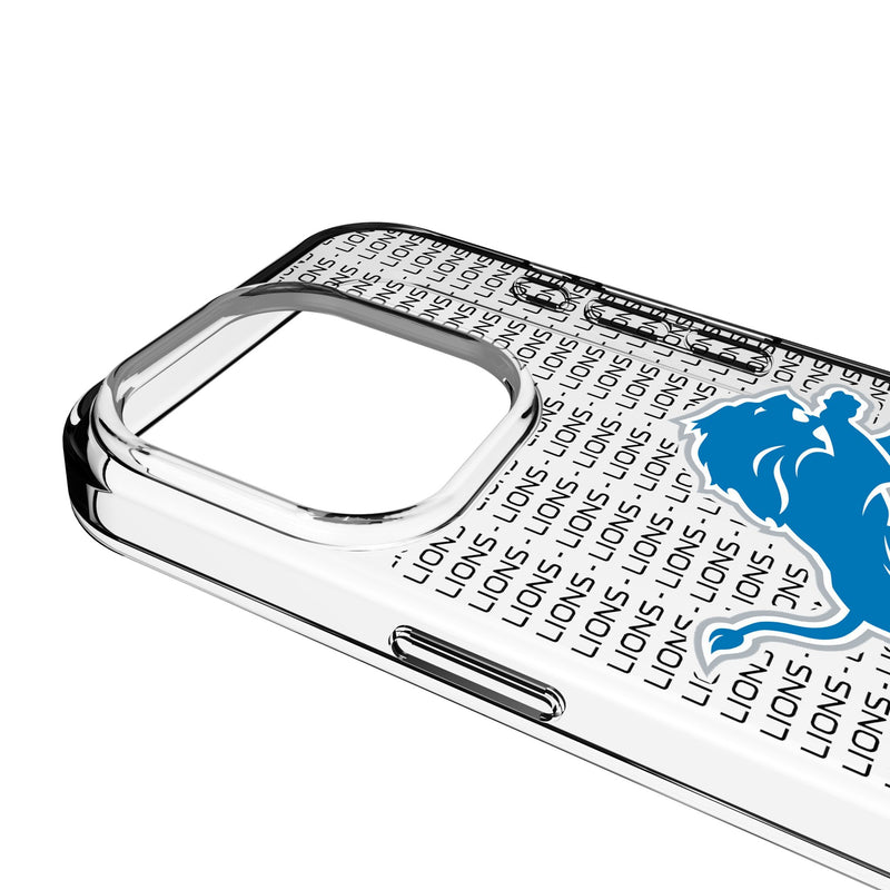 Detroit Lions Text Backdrop iPhone Clear Phone Case for Apple iPhone Detail.Jpg