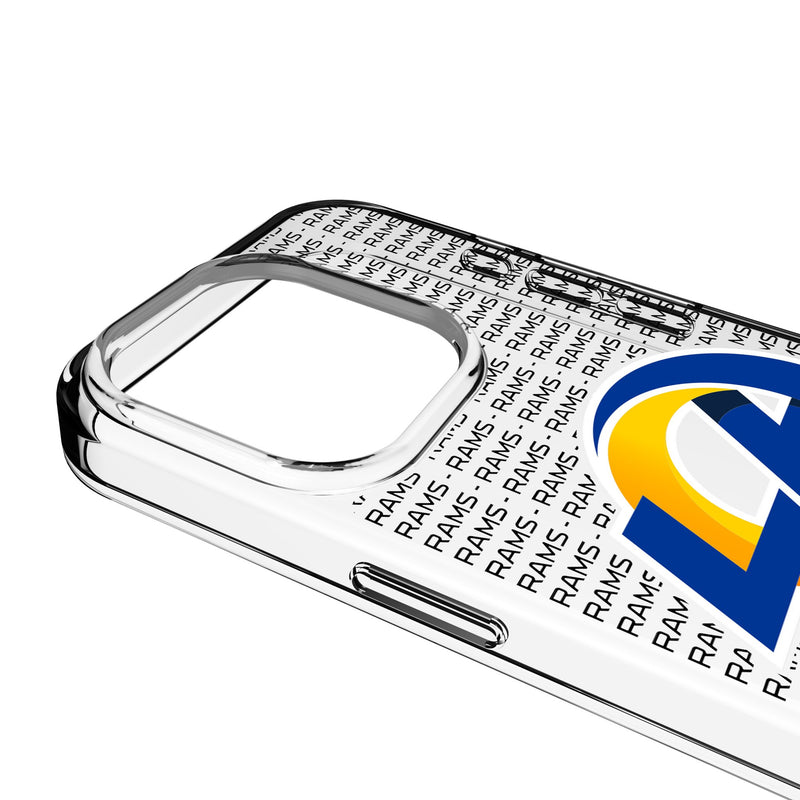 Los Angeles Rams Text Backdrop iPhone Clear Phone Case for Apple iPhone Detail.Jpg