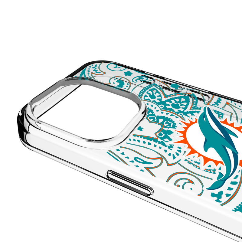 Miami Dolphins Paisley iPhone Clear Phone Case for Apple iPhone Detail.Jpg