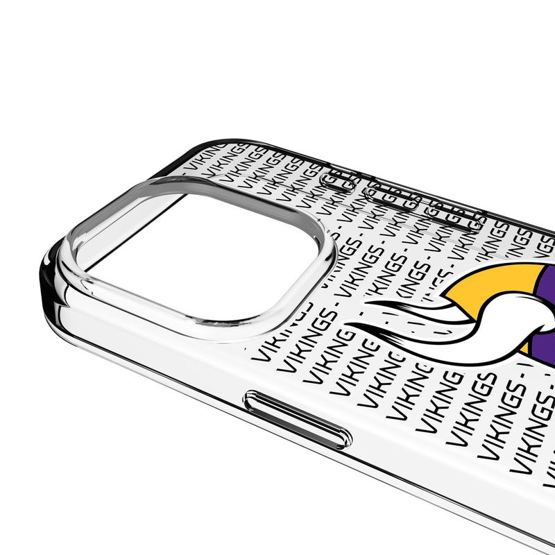 Minnesota Vikings Text Backdrop iPhone Clear Phone Case for Apple iPhone Detail.Jpg