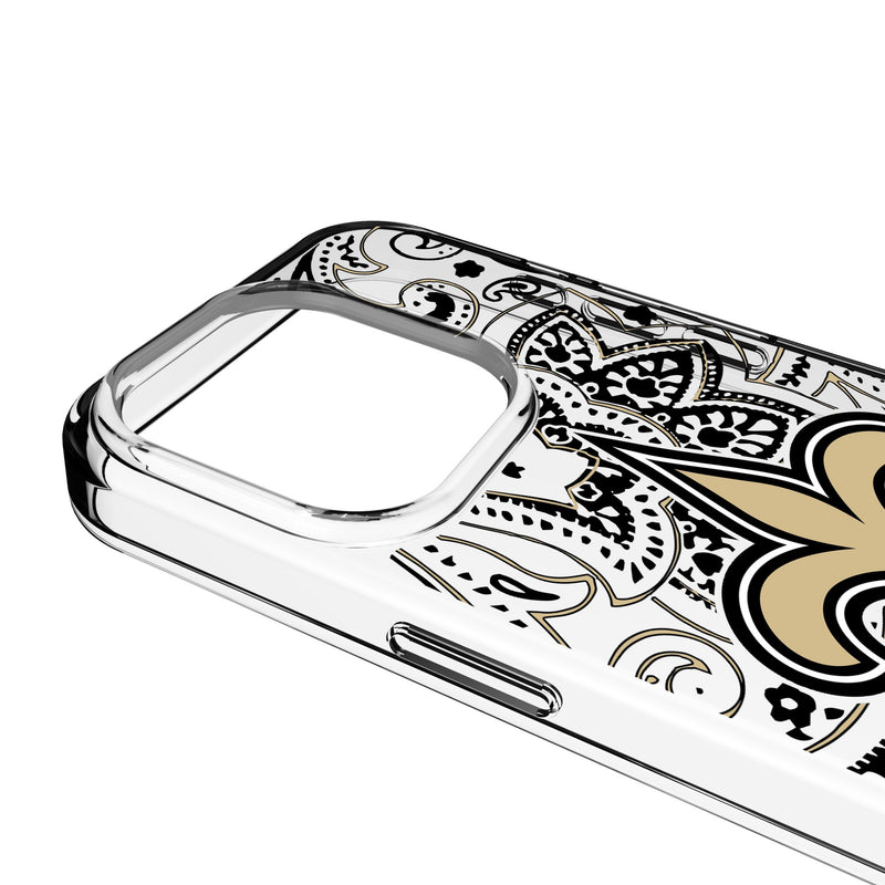 New Orleans Saints Paisley iPhone Clear Phone Case for Apple iPhone Detail.Jpg