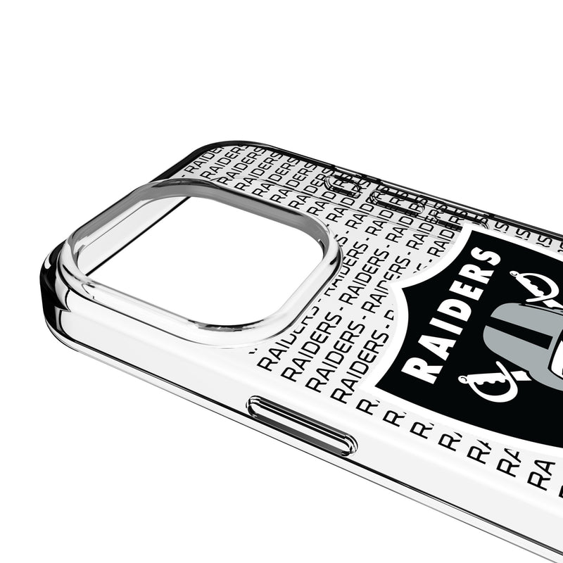 Las Vegas Raiders Text Backdrop iPhone Clear Phone Case for Apple iPhone Detail.Jpg