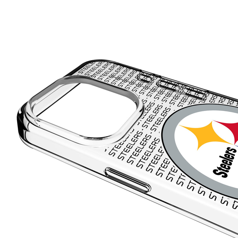 Pittsburgh Steelers Text Backdrop iPhone Clear Phone Case for Apple iPhone Detail.Jpg