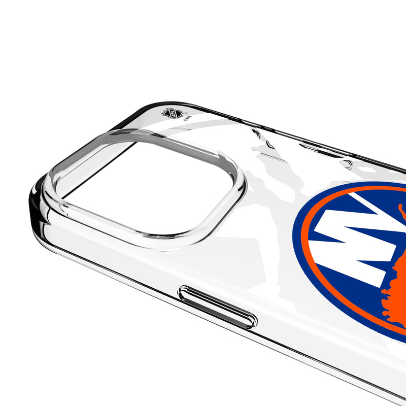 New York Islanders Personalized Tilt iPhone Clear Phone Case for Apple iPhone Detail.Jpg