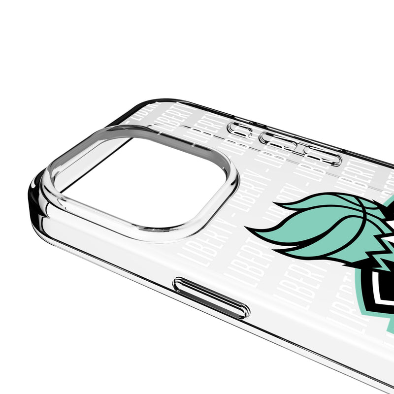 New York Liberty Text Backdrop iPhone Clear Phone Case for Apple iPhone Detail.Jpg