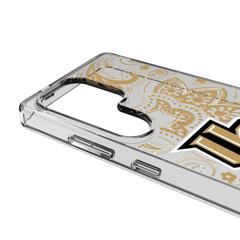 University of Central Florida Golden Knights Paisley Galaxy Clear Phone Case for Samsung Galaxy Detail.Jpg