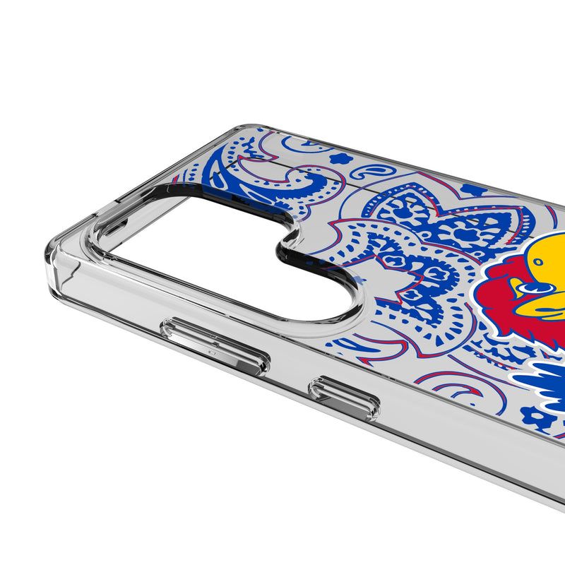University of Kansas Jayhawks Paisley Galaxy Clear Phone Case for Samsung Galaxy Detail.Jpg