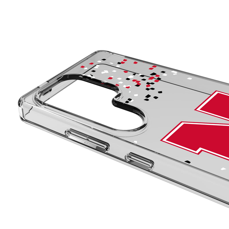 University of Nebraska Huskers Block N Confetti Galaxy Clear Phone Case for Samsung Galaxy Detail.Jpg