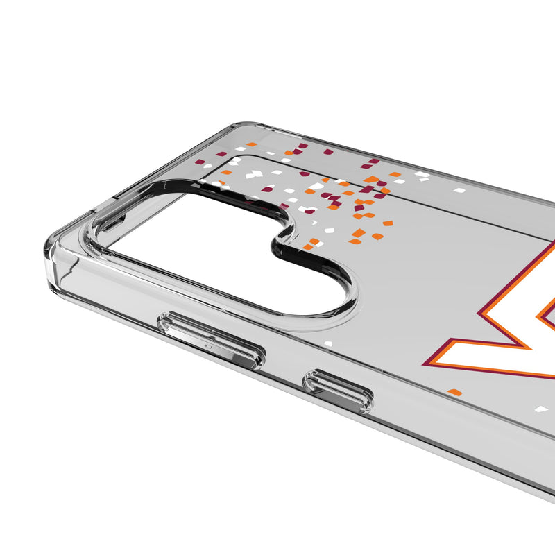 Virginia Tech Hokies Confetti Galaxy Clear Phone Case for Samsung Galaxy Detail.Jpg