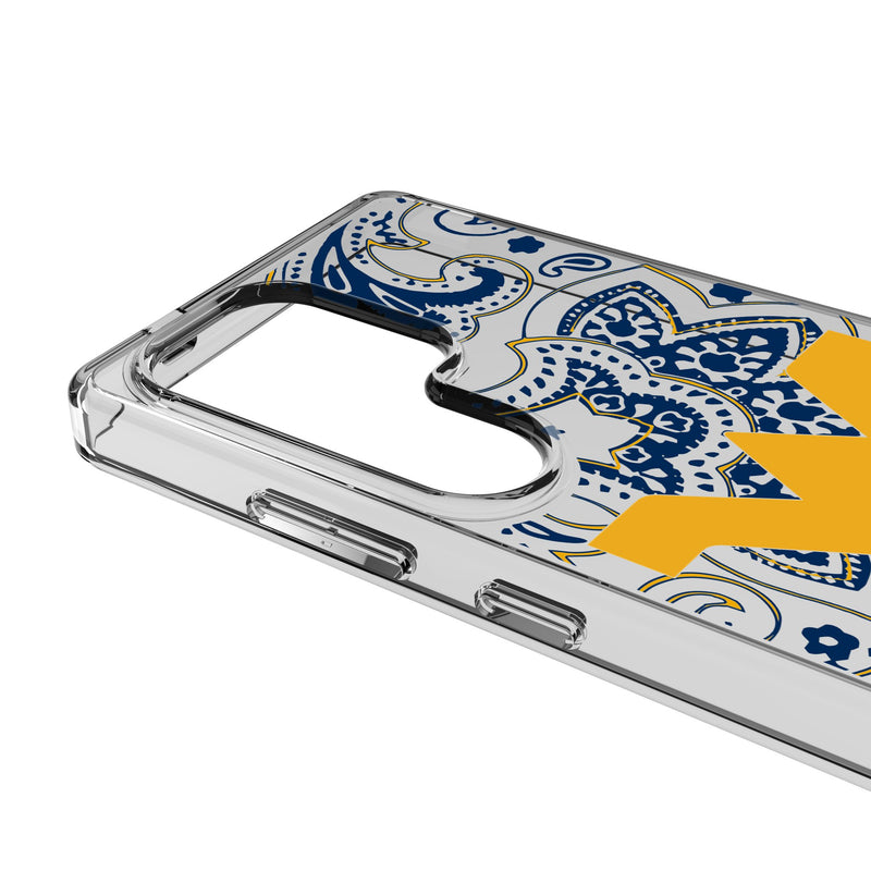 West Virginia University Mountaineers Paisley Galaxy Clear Phone Case for Samsung Galaxy Detail.Jpg