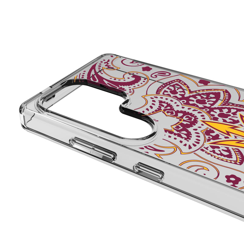 Arizona State University Sun Devils Paisley Galaxy Clear Phone Case for Samsung Galaxy Detail.Jpg