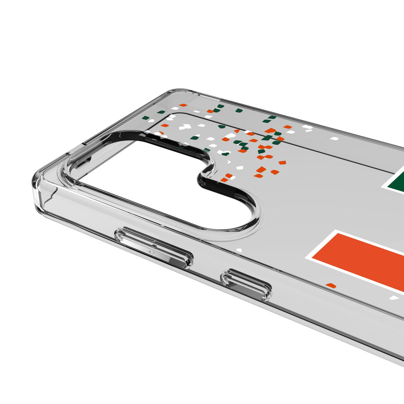 University of Miami Hurricanes Confetti Galaxy Clear Phone Case for Samsung Galaxy Detail.Jpg