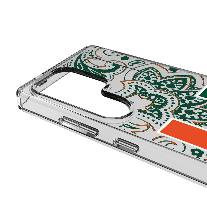 University of Miami Hurricanes Paisley Galaxy Clear Phone Case for Samsung Galaxy Detail.Jpg