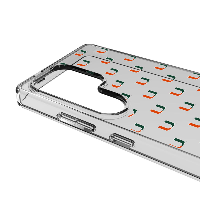 University of Miami Hurricanes Fashion Pattern Galaxy Clear Phone Case for Samsung Galaxy Detail.Jpg