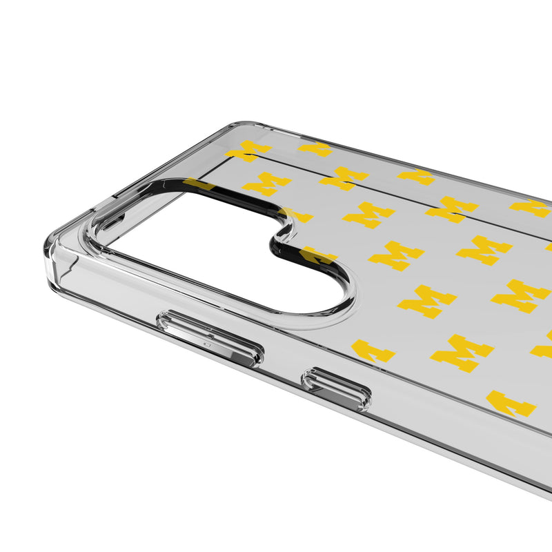 University of Michigan Wolverines Fashion Pattern Galaxy Clear Phone Case for Samsung Galaxy Detail.Jpg