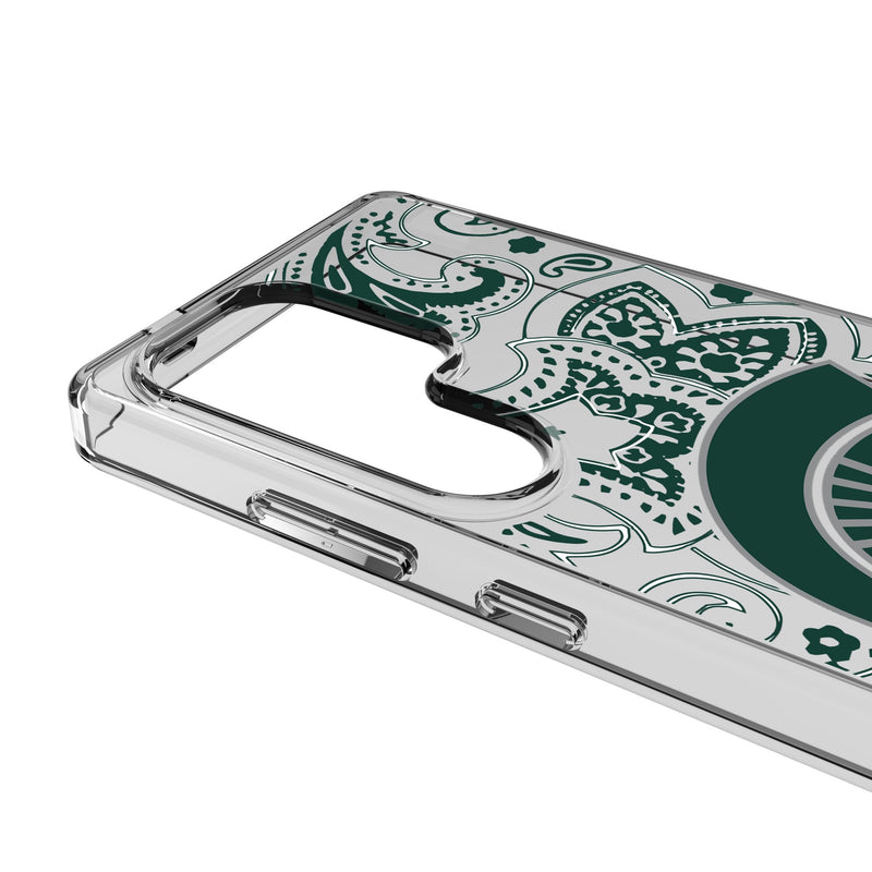 Michigan State University Spartans Paisley Galaxy Clear Phone Case for Samsung Galaxy Detail.Jpg