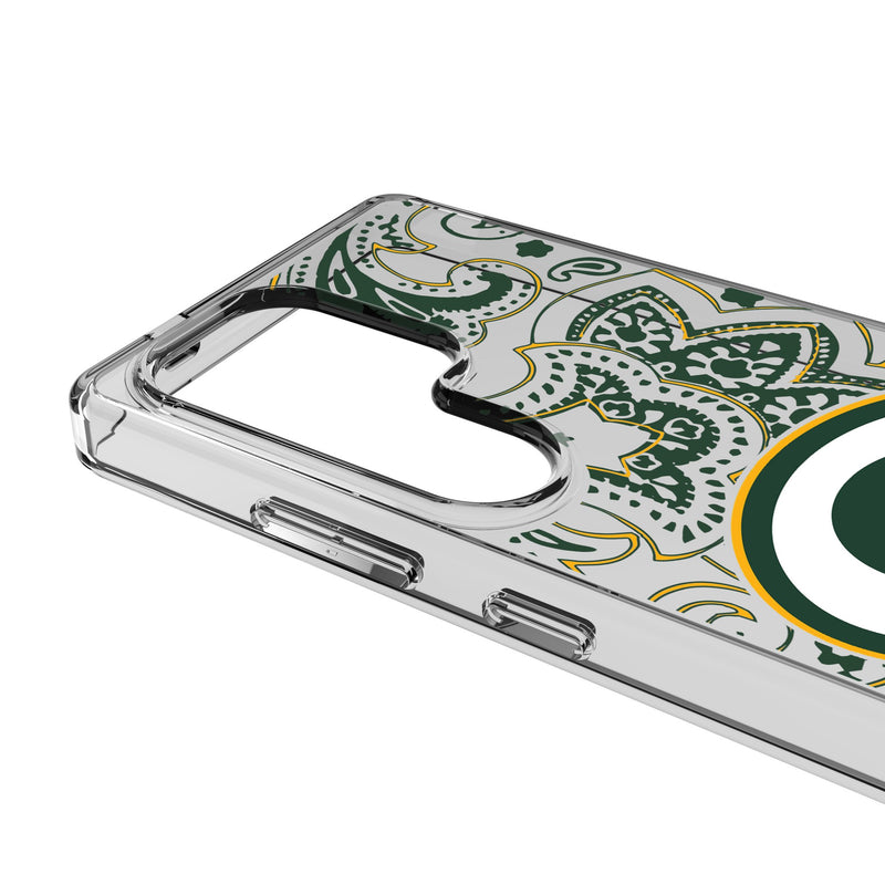 Green Bay Packers Paisley Galaxy Clear Phone Case for Samsung Galaxy Detail.Jpg
