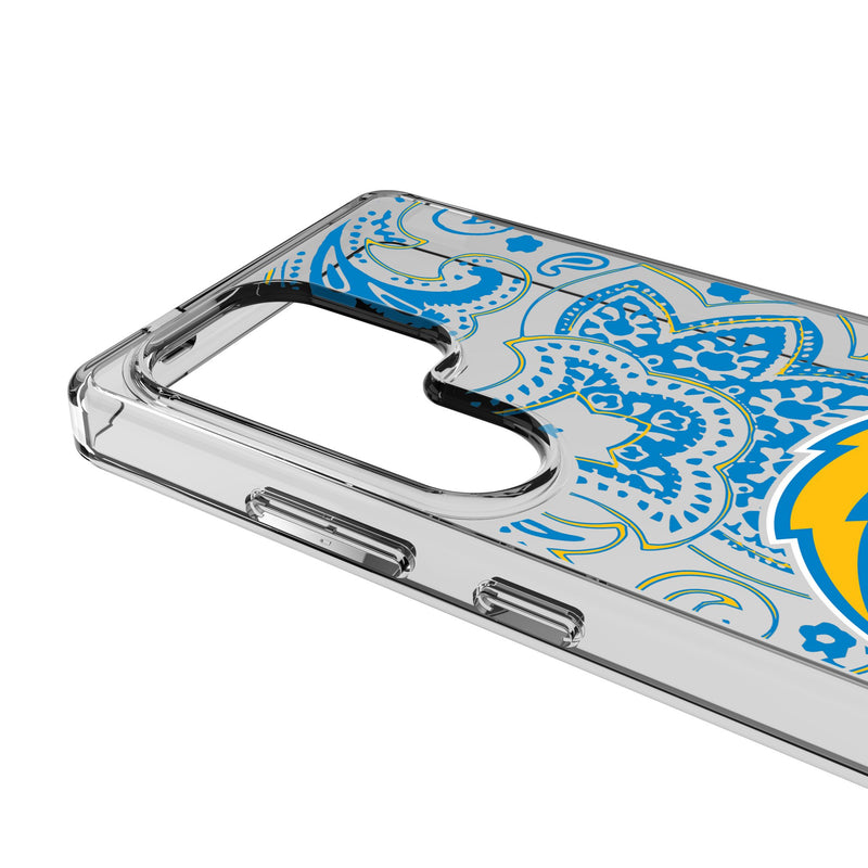 Los Angeles Chargers Paisley Galaxy Clear Phone Case for Samsung Galaxy Detail.Jpg
