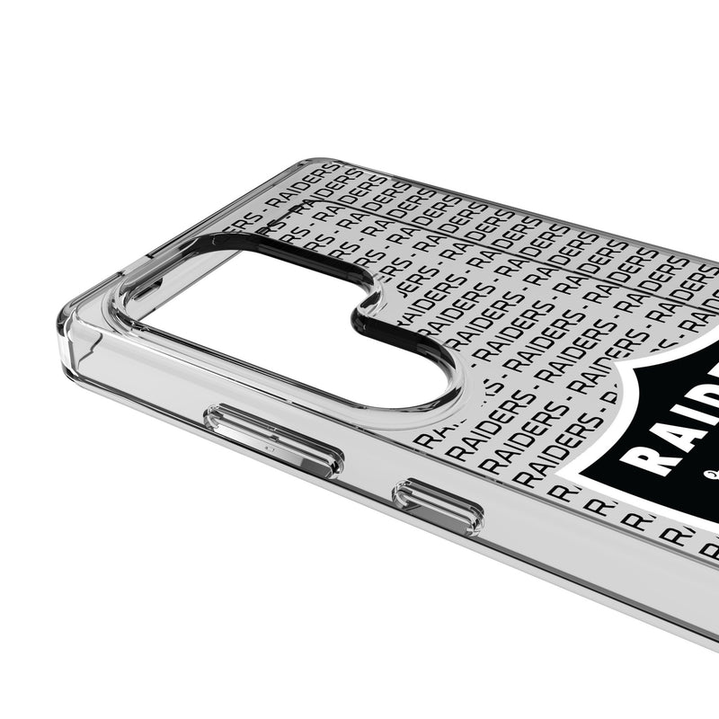 Las Vegas Raiders Text Backdrop Galaxy Clear Phone Case for Samsung Galaxy Detail.Jpg