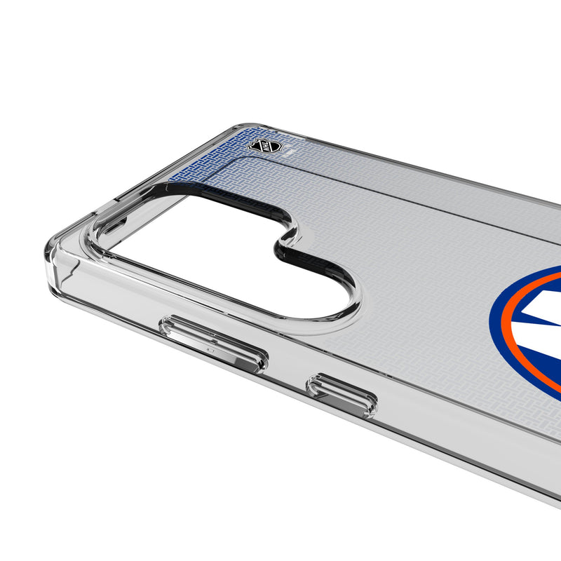 New York Islanders Linen Galaxy Clear Phone Case for Samsung Galaxy Detail.Jpg