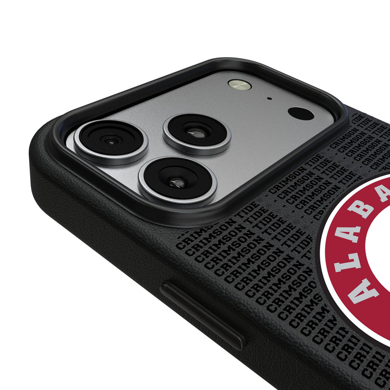 University of Alabama Crimson Tide Text Backdrop iPhone MagSafe Compatible Phone Case for Apple iPhone Detail.Jpg