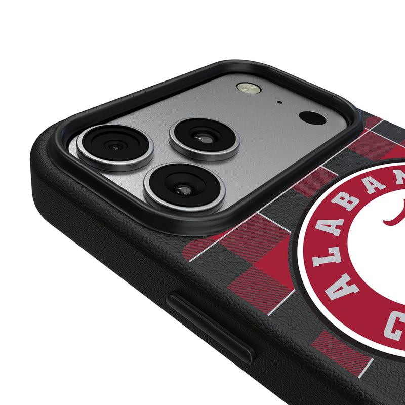University of Alabama Crimson Tide Plaid iPhone MagSafe Compatible Phone Case for Apple iPhone Detail.Jpg